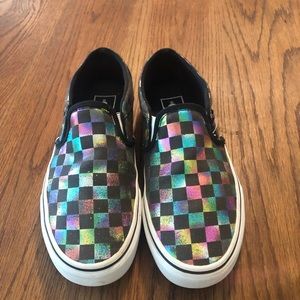 🆕 VANS Iridescent Check Classic Slip-On Shoes EUC